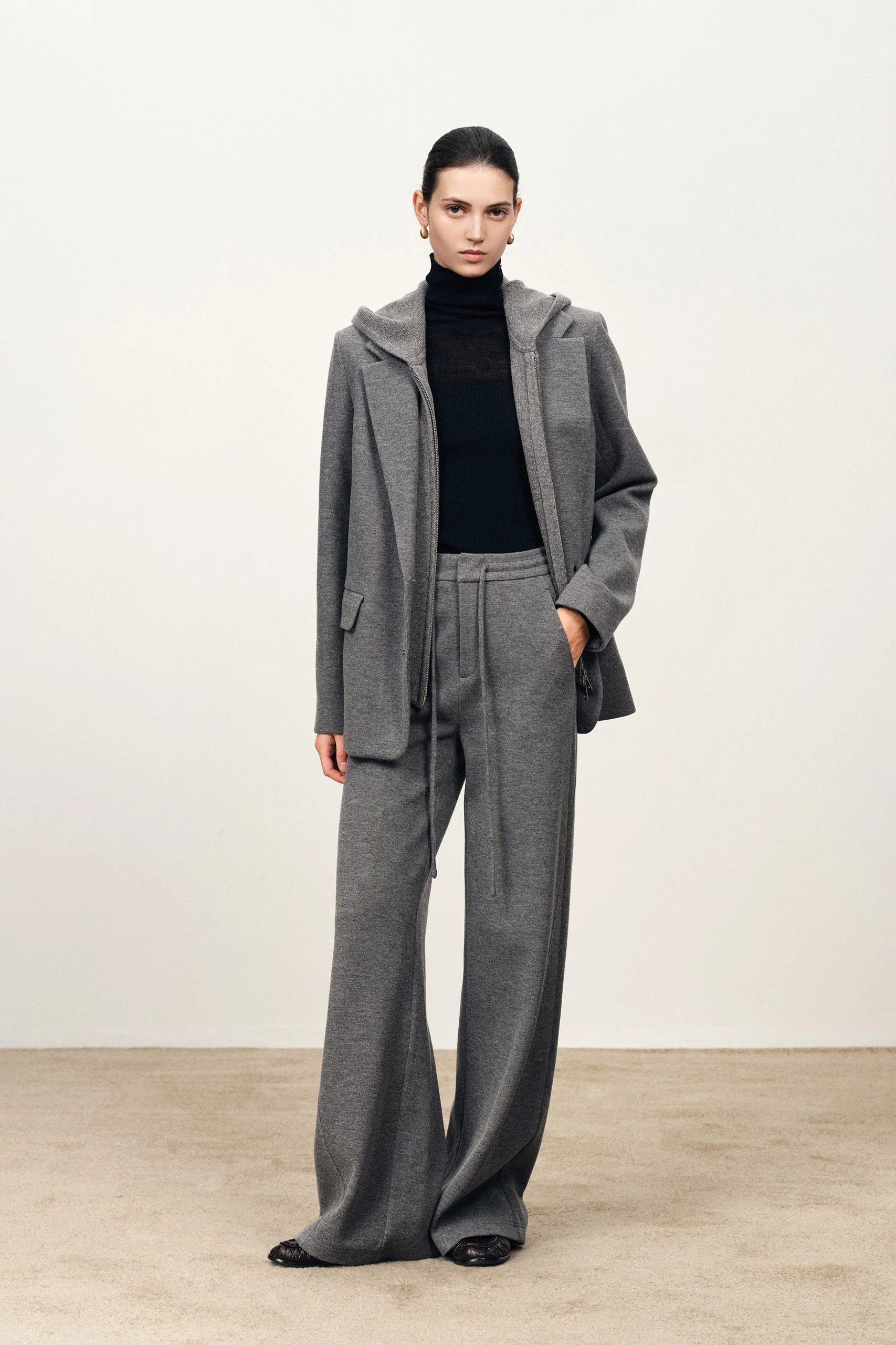 Avery Layered Look Hoodie Blazer in Merino Wool